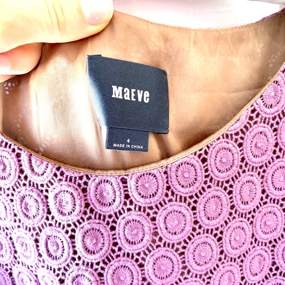 Lilac Crochet Sheath Anthropologie Dress Size Four - Picture 3 of 7